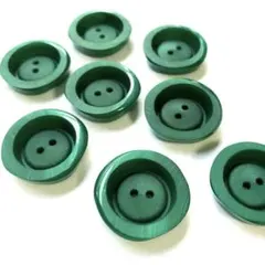 69 特大 レトロボタン 23mm 8個 四角 緑 二つ穴 艶消し 厚み