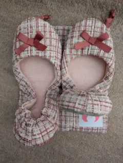 チェック柄リボン付きスリッパ　園　学校行事