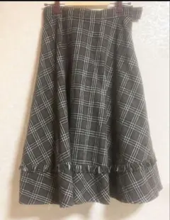 フィント　Fi.n.t 黒チェックミドル丈フレアスカート
