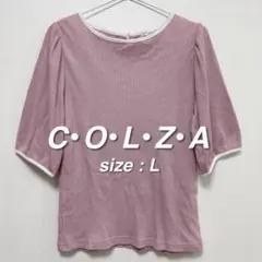 コルザ C・O・L・Z・A リブカットソー L ピンク バイカラー リボン