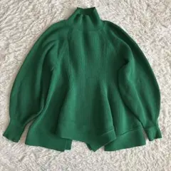 【冬物SALE‼️】SNIDEL ペプラムニットプルオーバー　緑　F 長袖