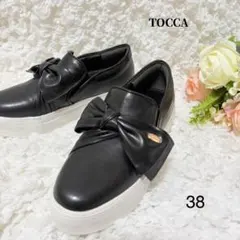 TOCCA スニーカー　晴雨兼用　リボン　ブラック　厚底のサムネイル