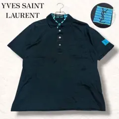 90s イヴサンローラン 半袖 ポロシャツ 黒 YSLロゴ y2k ワッペン M
