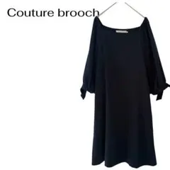 Couture brooch七分袖膝丈ワンピース　リボン　きれいめ　オフィスのサムネイル