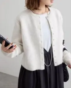 ウォッシャブルファーリーダブルフェイスカーディガン　スローブイエナ