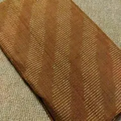 正絹 信州 上田紬 袷 ダークブラウン 絣縞 証紙付き 美品 1523284.jpg