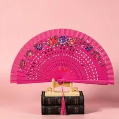 ピンク アバニコ 扇子 フラメンコ ダンス スペイン 踊り 舞台 小道具のサムネイル