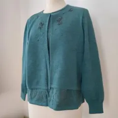 馬里邑マリムラ グリーン 重ね着風ニット　М