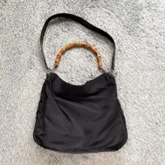 GUCCI バンブーハンドル ナイロンショルダーバッグ GUCCI グッチ バンブー 巾着 ハンドバッグ ショルダーバッグ
