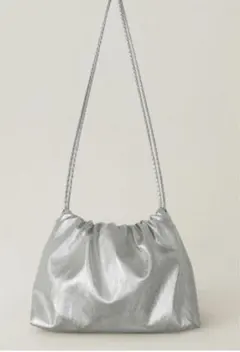 OHOTORO シルバー ギャザー ショルダーバッグ