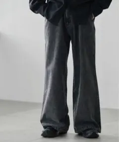 WEGO ローライズバギーフレアデニムパンツ デニムブラックソノタ Lサイズ