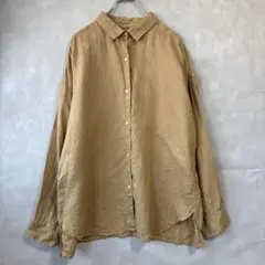 シップス リネンシャツ ブラウス 長袖 M 麻 100% 美品 襟付きのサムネイル
