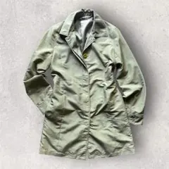 ライトカーキ ロングトレンチコート グリーン 上品カジュアル 大人ナチュラル