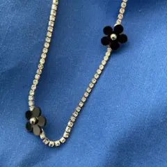 ネックレス　ビジュー　シルバー　　花