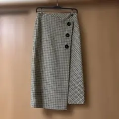 ZARA チェック柄 ロングスカート XSサイズ 巻きスカート