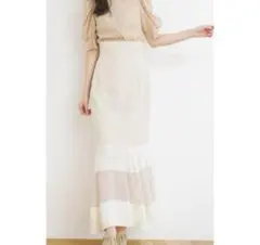 COCO DEAL シアーティアードスカート アイボリー 1