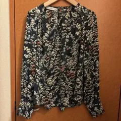 ZARA basic 花柄ブラウス　xs 美品