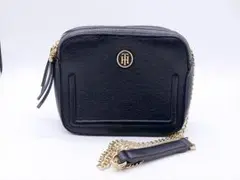 [2968]　美品　＊トミーヒルフィガー＊　ショルダーバック　黒　ゴールド金具