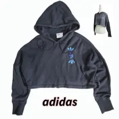 adidas トレフォイル両面プリント・ショート丈 スウェット パーカー8252