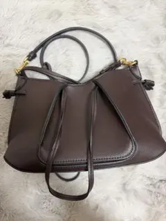 ZARA ブラウンレザー ショルダーバッグ