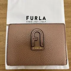 FURLA ピンクベージュ 二つ折り財布 保存袋付き