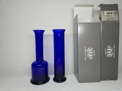 たち吉　アダムとイブ　ガラスのフラワーベース　花瓶２点セット　コバルトブルー
