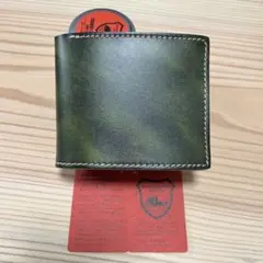 栃木レザー　フルレザー　二つ折り財布　本革 ブライドルレザー &牛革　コンパクト