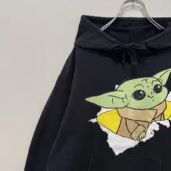古着 STAR WARS スターウォーズ パーカー ヨーダ プリント 黒
