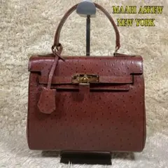 【美品・良品】MAARI ASKEW オーストリッチ型押し　ハンドバック　BR