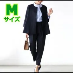 セットアップ　スーツ　ネイビー　紺　ノーカラー　入学式　卒業式　Mサイズ