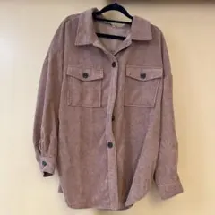 ピンク コーデュロイ オーバーサイズシャツ M