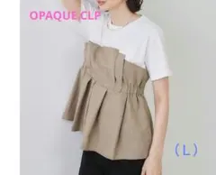【極美品】OPAQUE.CLIP 異素材ドッキング半袖ペプラム　（Ｌ）