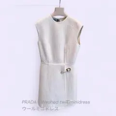 45万円購入 PRADA アイボリー ワンピース ウォッシュドツイルミニドレスのサムネイル