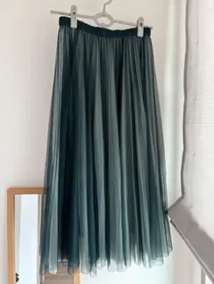 グラデーション緑シフォン プリーツスカートのサムネイル