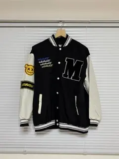 刺繍スタジャン ブラック/ホワイト