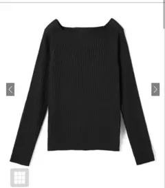 GRL スクエアネックリブニットトップス rut072 ブラック
