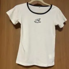 リブ素材 ホワイト Tシャツ 半袖