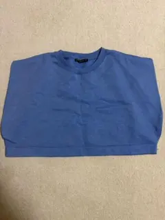 ZARA 青 ニットベスト S オーバーサイズ
