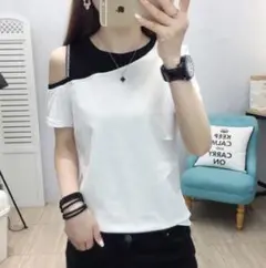 【セール】レディース　半袖　ＸＬ　肩だし　ホワイト