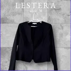 LESTERAノーカラージャケット 38サイズ ブラック
