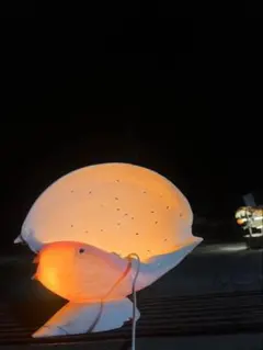 一点物 手彫りシェルランプ 彫刻入り 貝殻照明 大型 約40×50cm 2025年
