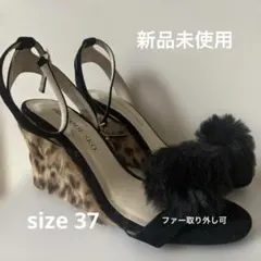 新品未使用 RODE SKO ファー サンダル パンプス ウェッジソール 豹柄