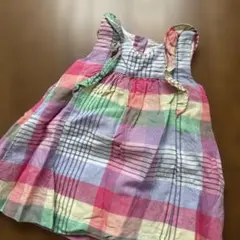 GAP カラフルチェック柄ワンピース 80 12-18month