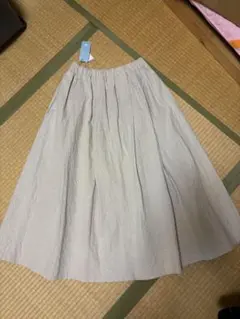 新品未使用】ヤンマ産業 会津木綿タックスカート 白 オフホワイト 丈