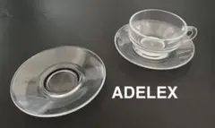 昭和レトロ 小皿　カップ&ソーサー　アデリア　耐熱ガラス　耐熱　コップ　グラス