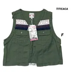 新品タグ付 TITICACA エスニックテープ ベスト F カーキ レース切替のサムネイル