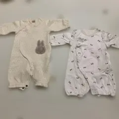 ロンパースセット クリーム色 ピンク 花柄　7組