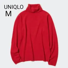 ★美品★【M】ユニクロ　3Dカシミヤタートルネックセーター　赤　ニット