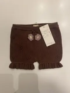 【新品未使用】プティマイン　ブラウン フラワー刺繍 ボトムス
