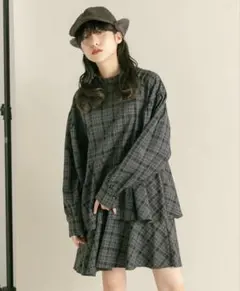 KBF ティアードチェックワンピース